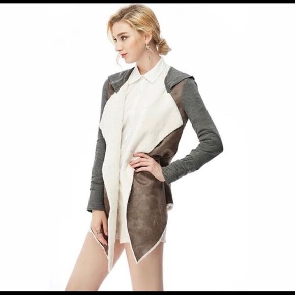 Naked Zipper Faux Suede Sweater Jacket Size Medium - Picture 1 of 8